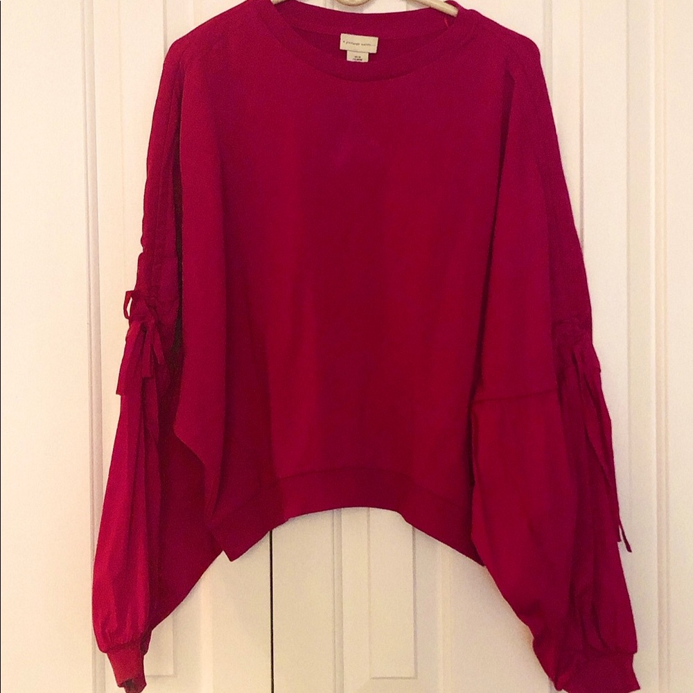 Fuchsia Bubble Sleeve Tie Pullover
